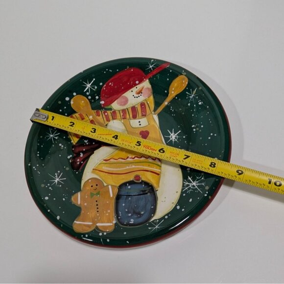 Certified International Hand-Painted Snowman Holiday Plate Green Christmas - Picture 2 of 7